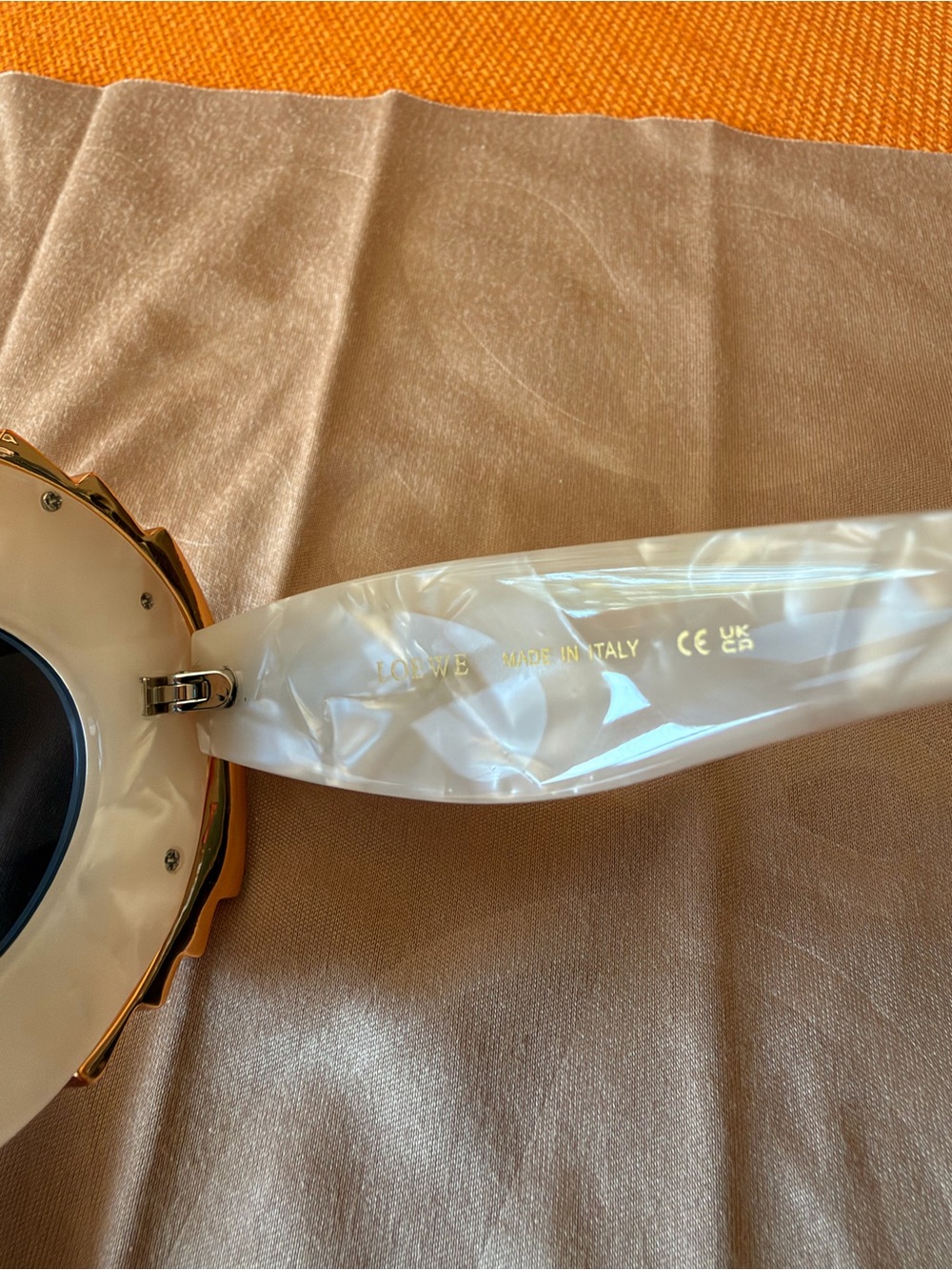 Loewe White Pearl-Effect Oval Sunglasses with Multicolor Crystal Accents - Picture 8 of 12